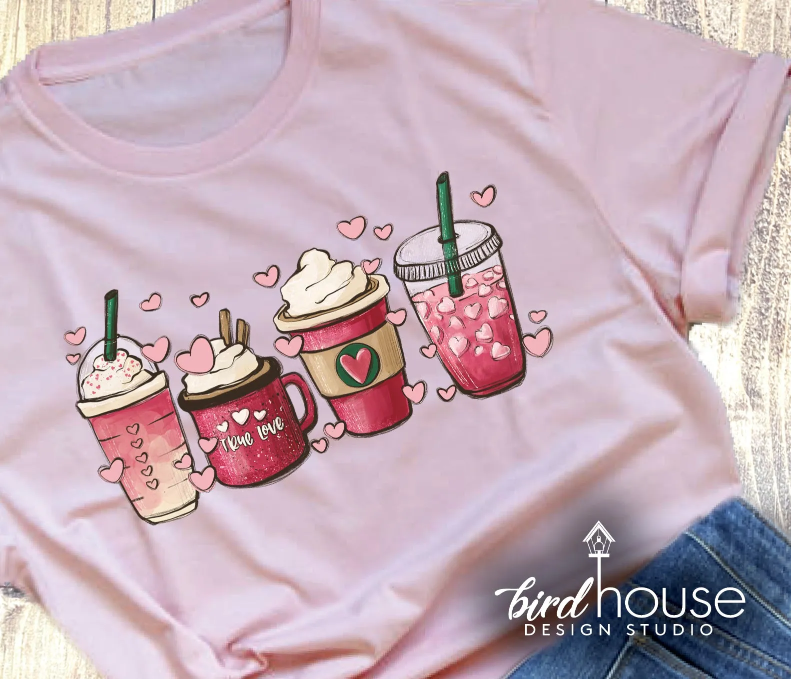 Coffee Cups Valentines Day Shirt, Cute Starbies Graphic Tee