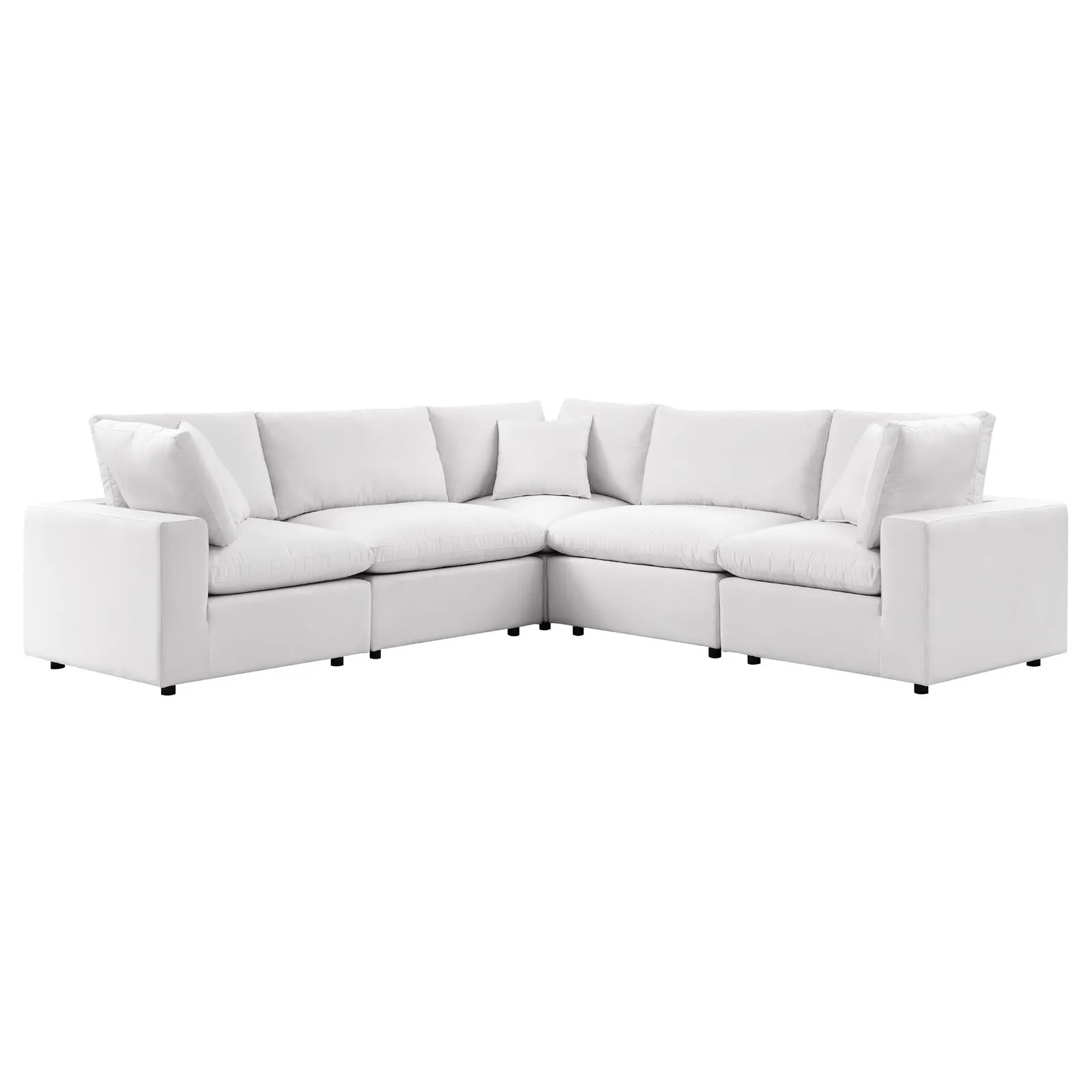 Commix 5-Piece Outdoor Patio Sectional Sofa White EEI-5589-WHI