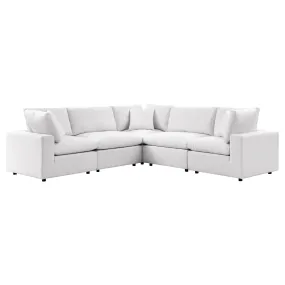 Commix 5-Piece Outdoor Patio Sectional Sofa White EEI-5589-WHI