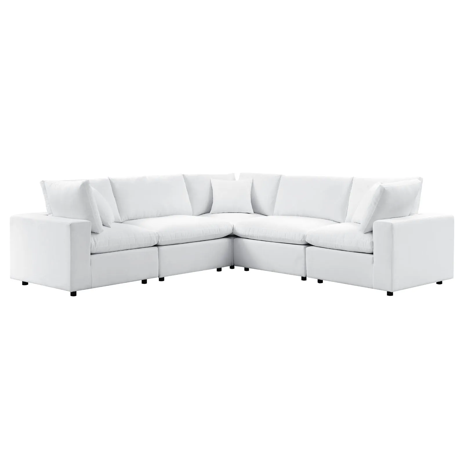 Commix 5-Piece Sunbrella® Outdoor Patio Sectional Sofa White EEI-5590-WHI