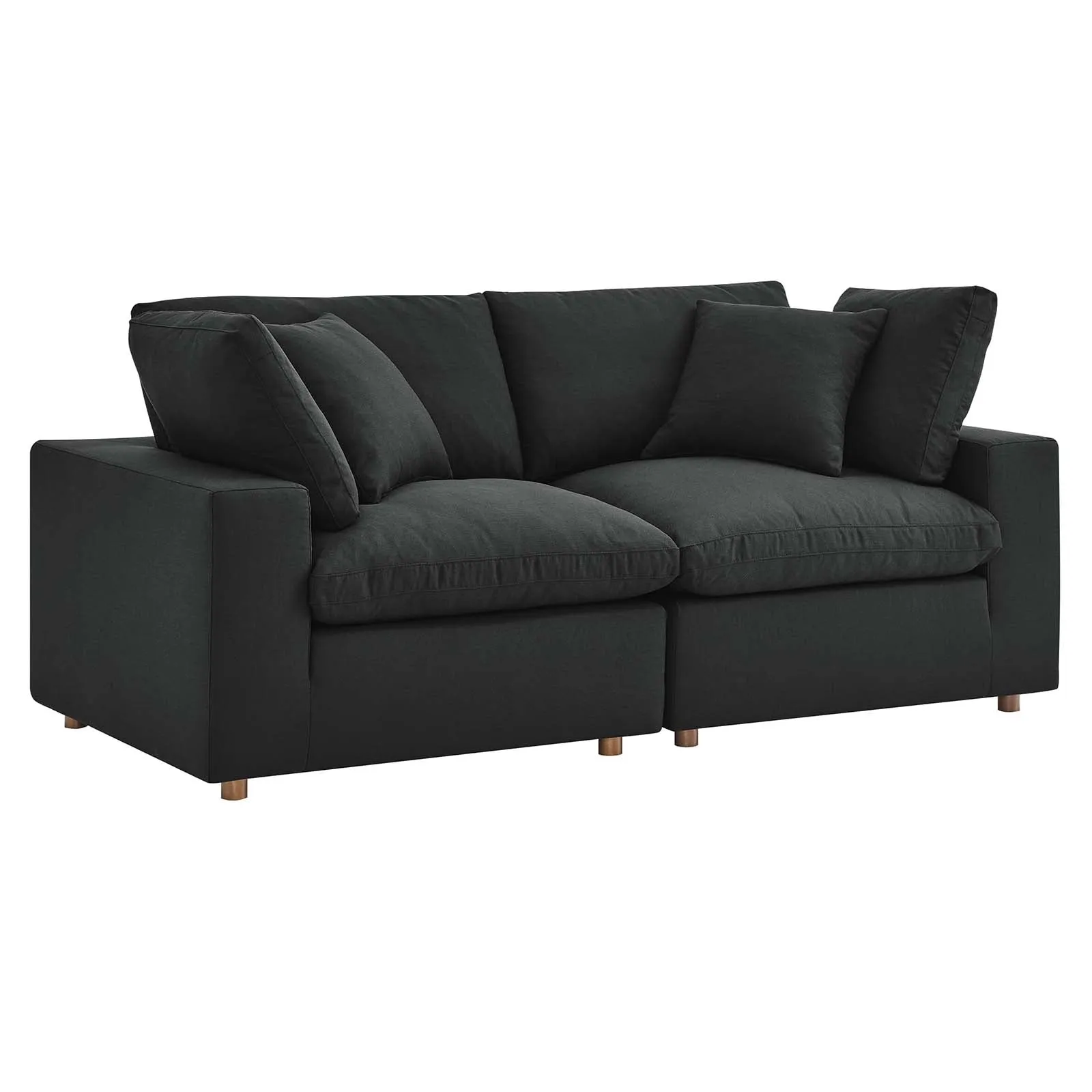 Commix Down Filled Overstuffed 2 Piece Sectional Sofa Set Black EEI-3354-BLK