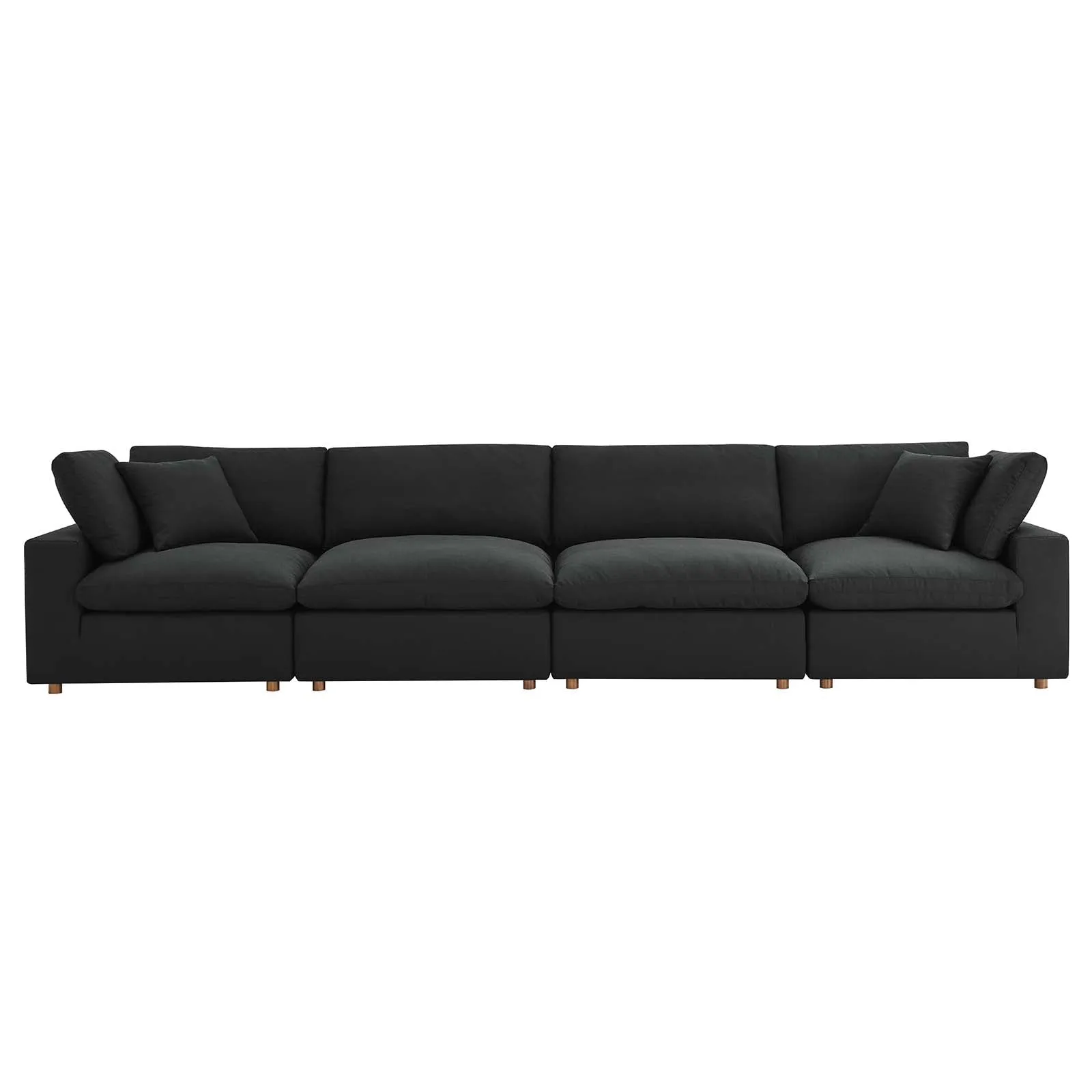 Commix Down Filled Overstuffed 4 Piece Sectional Sofa Set Black EEI-3357-BLK