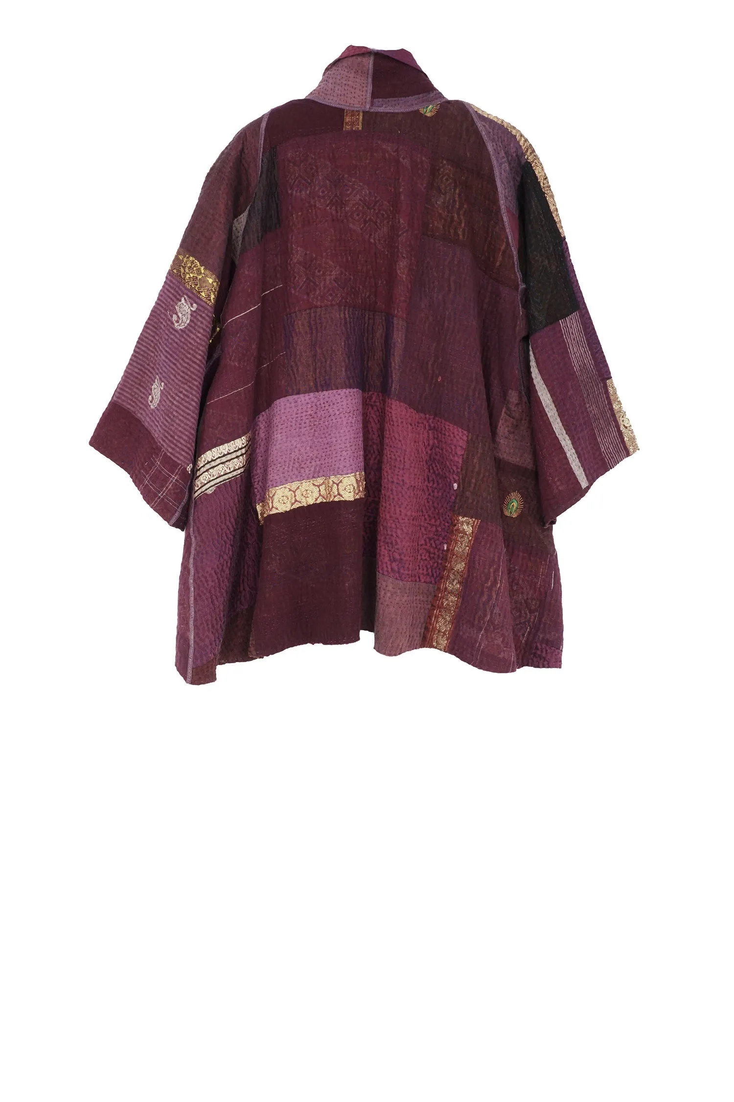 COTTON SILK SW PATCH KANTHA KIMONO JKT - ws4004-prp -