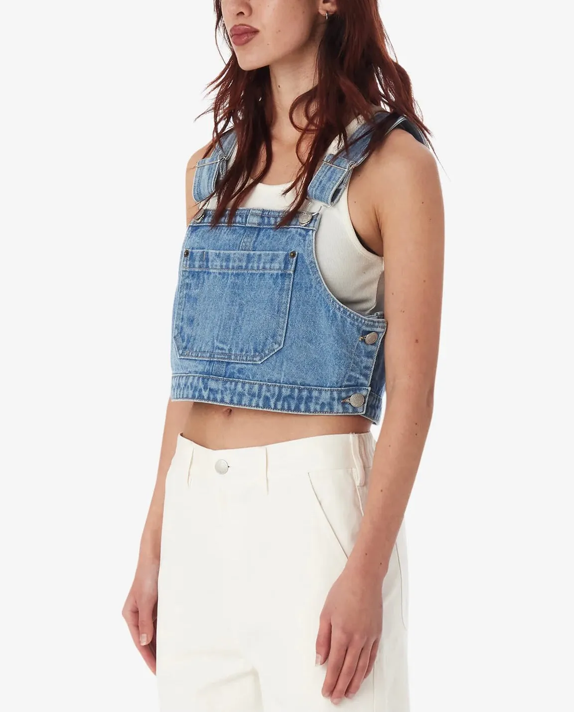 Cropped Overall Top - Light Indigo