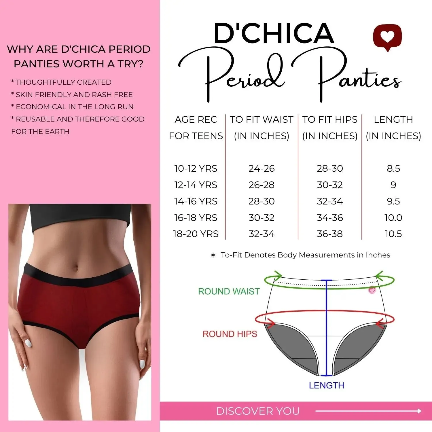 D'chica Equal Future Eco-Friendly Anti-Microbial Lining Period Panties – Pad-Free Periods, Navy Blue