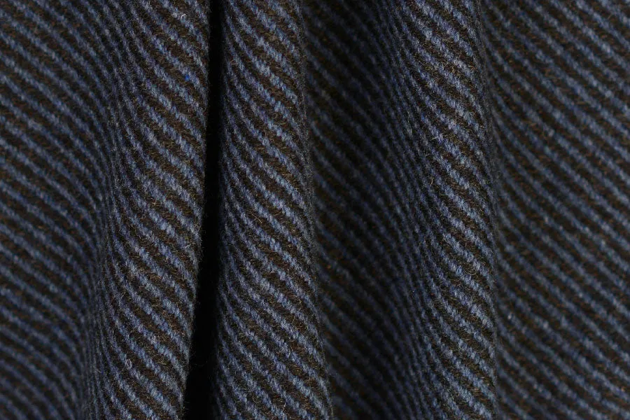 Denim Blues & Black Soft Twill Wool Coating