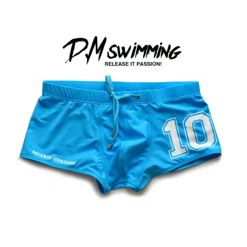 D.M Men's Swimming Trunks Low Waist Sexy Letter Printing Tether