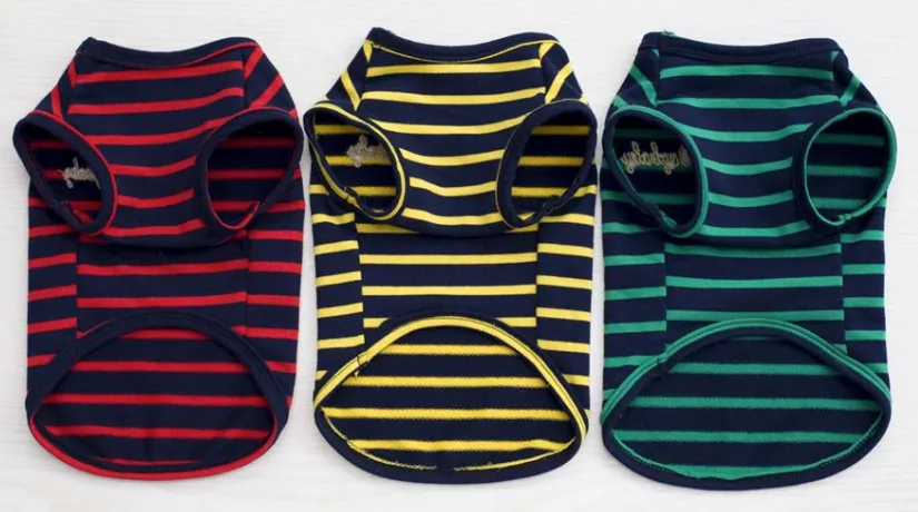 'Dogbaby' Striped Tank with Gold Embroidery