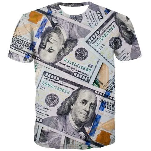 Dollar T shirts Men Money Tshirts Cool Colorful T-shirts Graphic Art T-shirts 3d Harajuku Tshirt Anime Short Sleeve T shirts