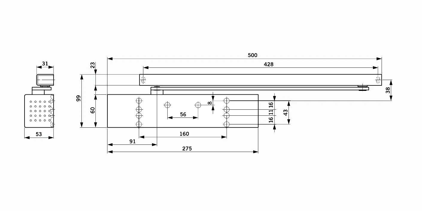 DORMA DOOR CLOSER TS92B EN1-4 PULL SIDE HOLD OPEN WITH ARM TS92B24GNRF