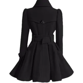 DOUBLE-BREASTED WOMENS BELTED PEACOATS