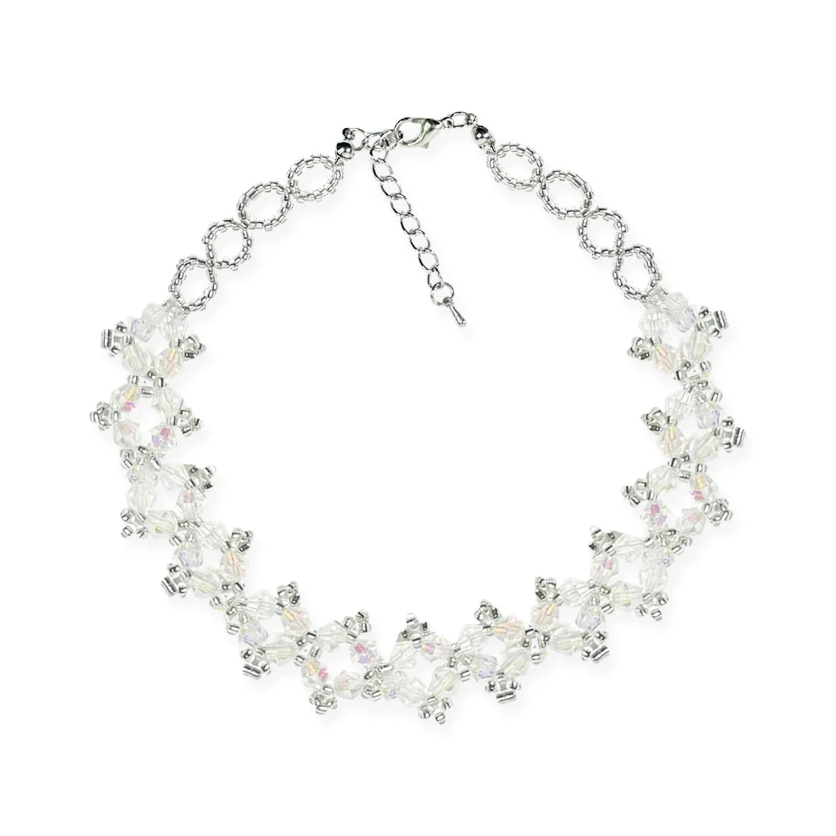 Elegant Crystal Beaded Choker - White