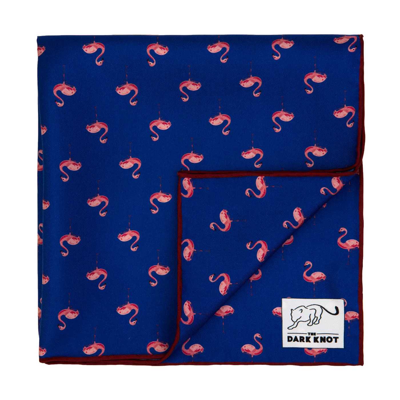 Everglades Flamingos Silk Pocket Square, Blue / Pink