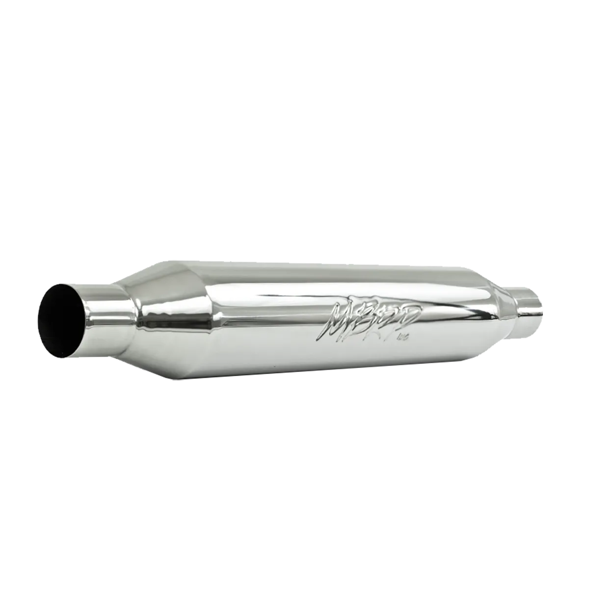 Exhaust Resonator 2.25 Inch Inlet/Outlet 22 Inch Body 26 Inch Overall T304 Stainless Steel MBRP