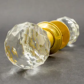 Faceted Repro Crystal Brass Door Knobs