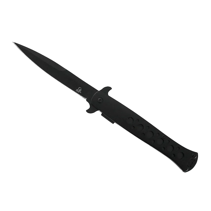 Falcon 9" Overall Metal Spring Assisted Knife With Black Coating