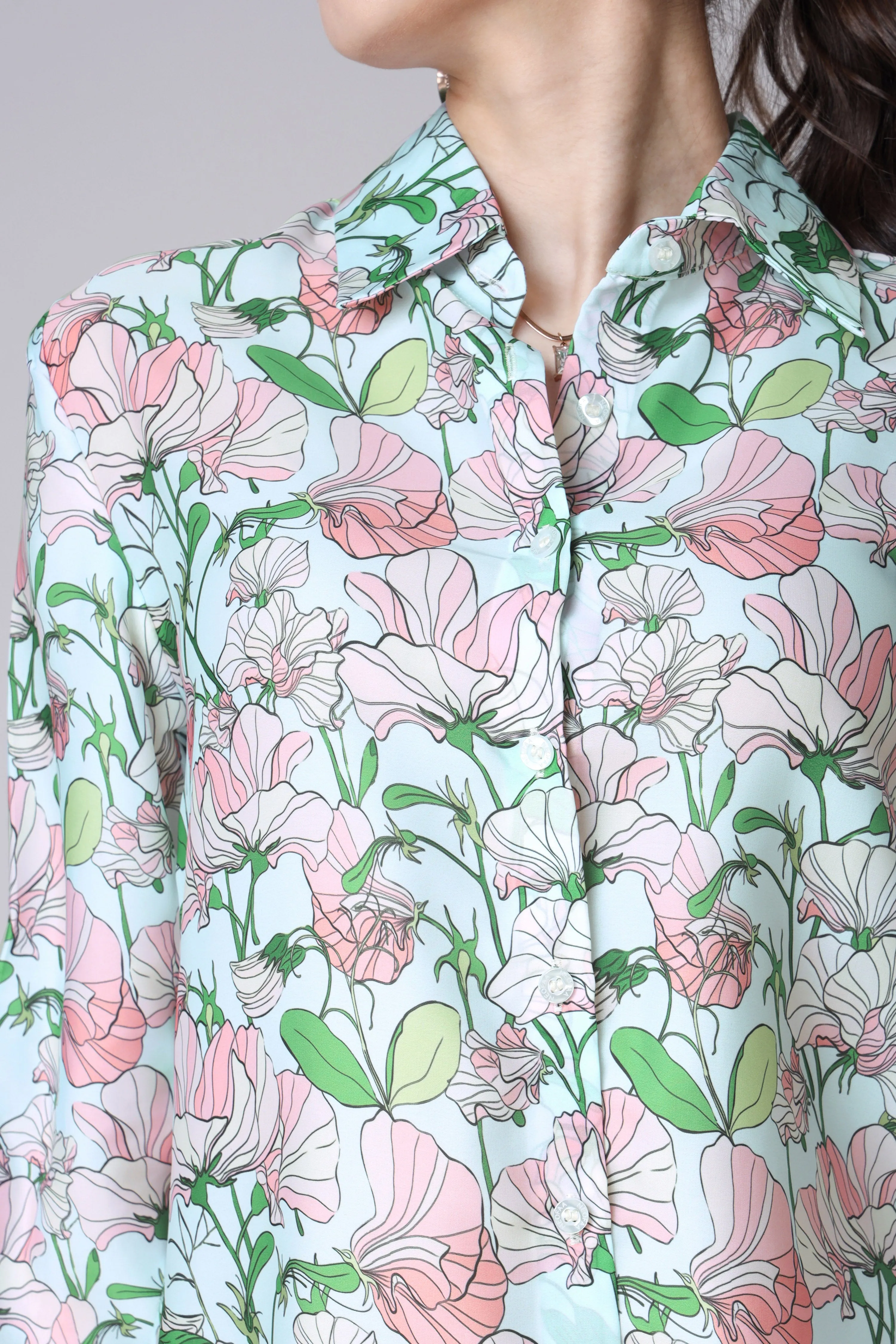 Floral Printed Spread Collar Casual Shirt