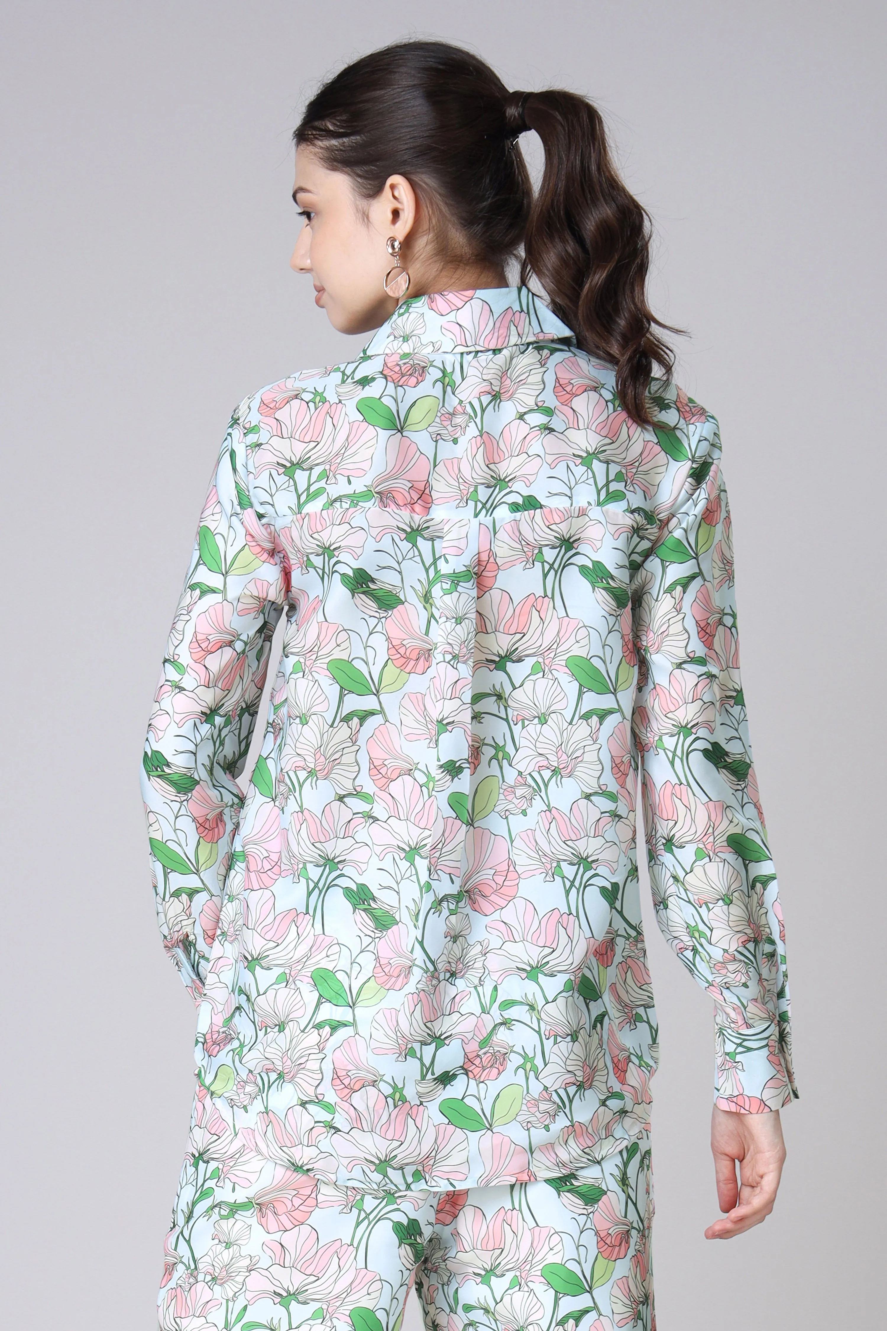 Floral Printed Spread Collar Casual Shirt