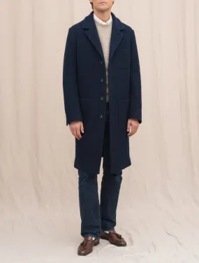 Florio Boiled Wool Coat Navy