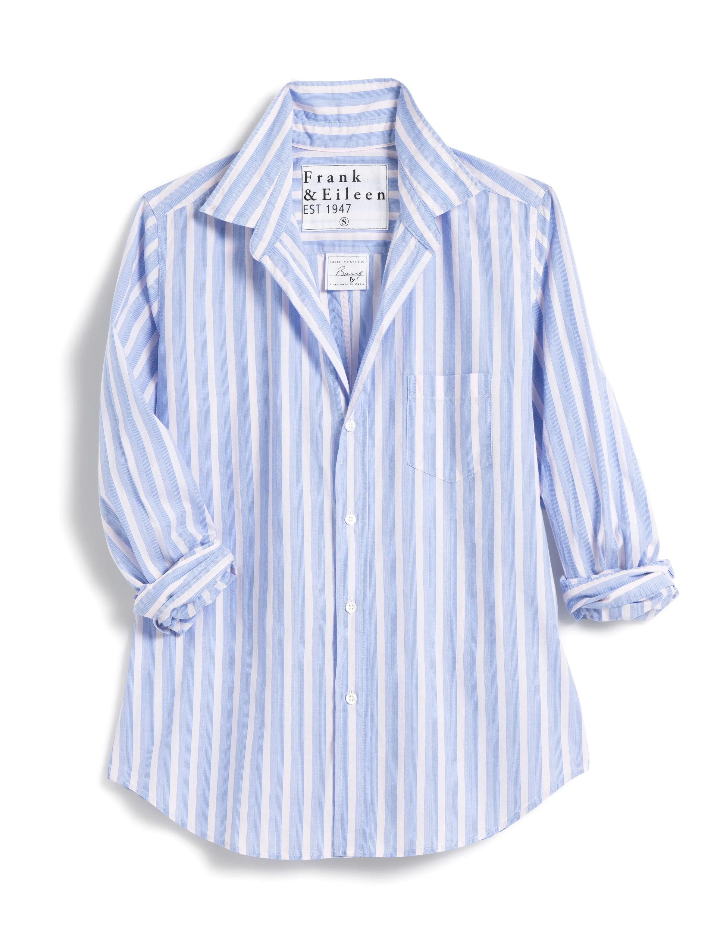 FRANK AND EILEEN - BARRY TAILORED BUTTON UP SHIRT IN BLUE PINK STRIPE