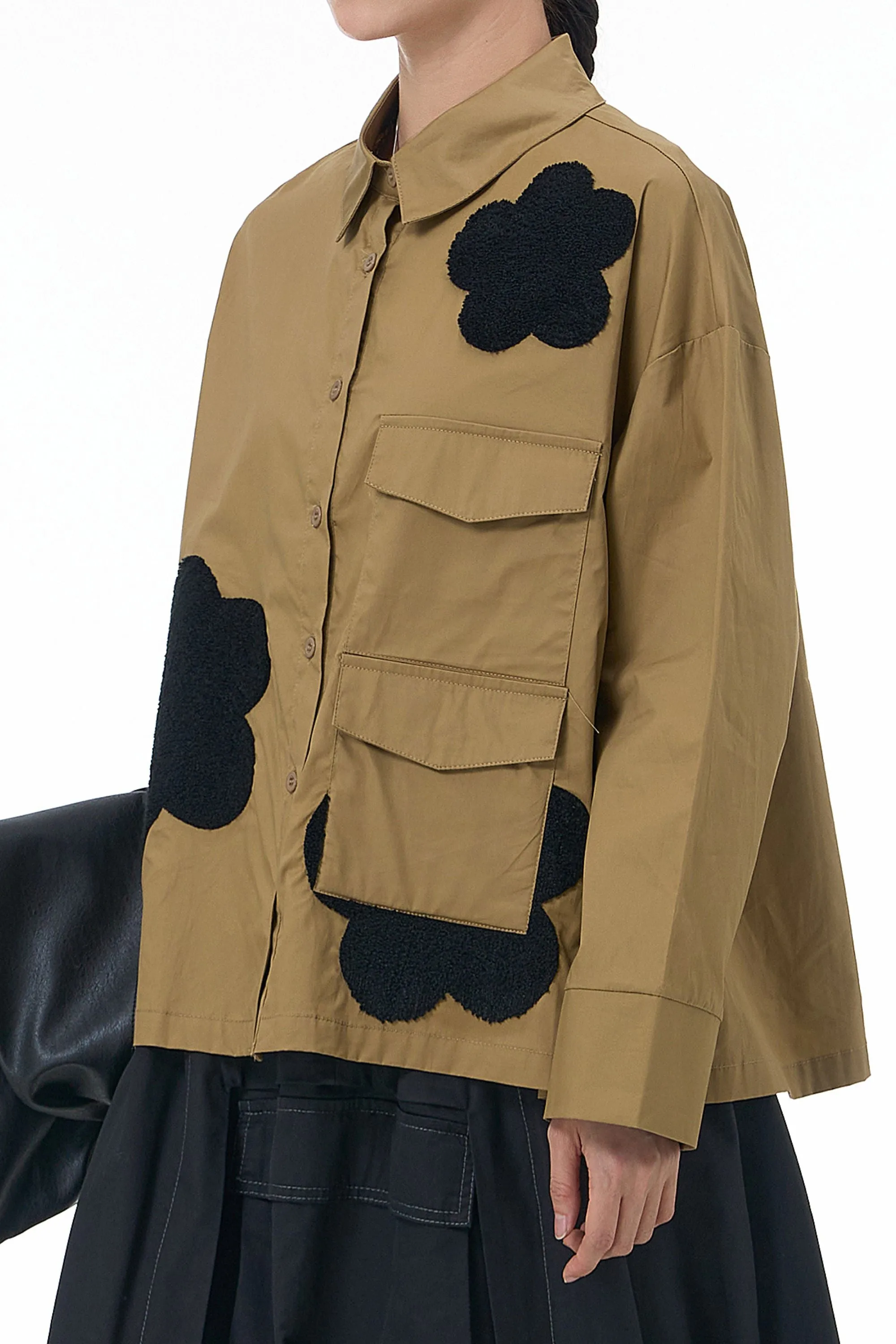 Full Sleeve Camel Shirt With Duel Pockets