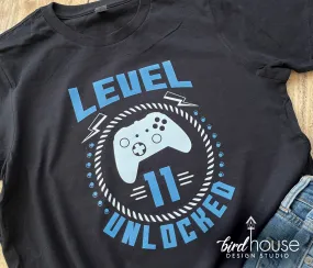 Gamer Birthday Shirt, 2 Colors, Level Unlocked