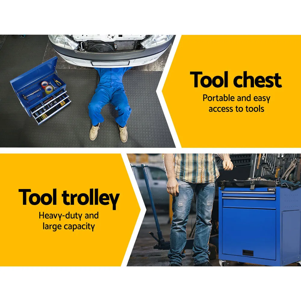 Giantz 7 Drawer Tool Box Cabinet Chest Storage Garage Toolbox Organiser Set Blue