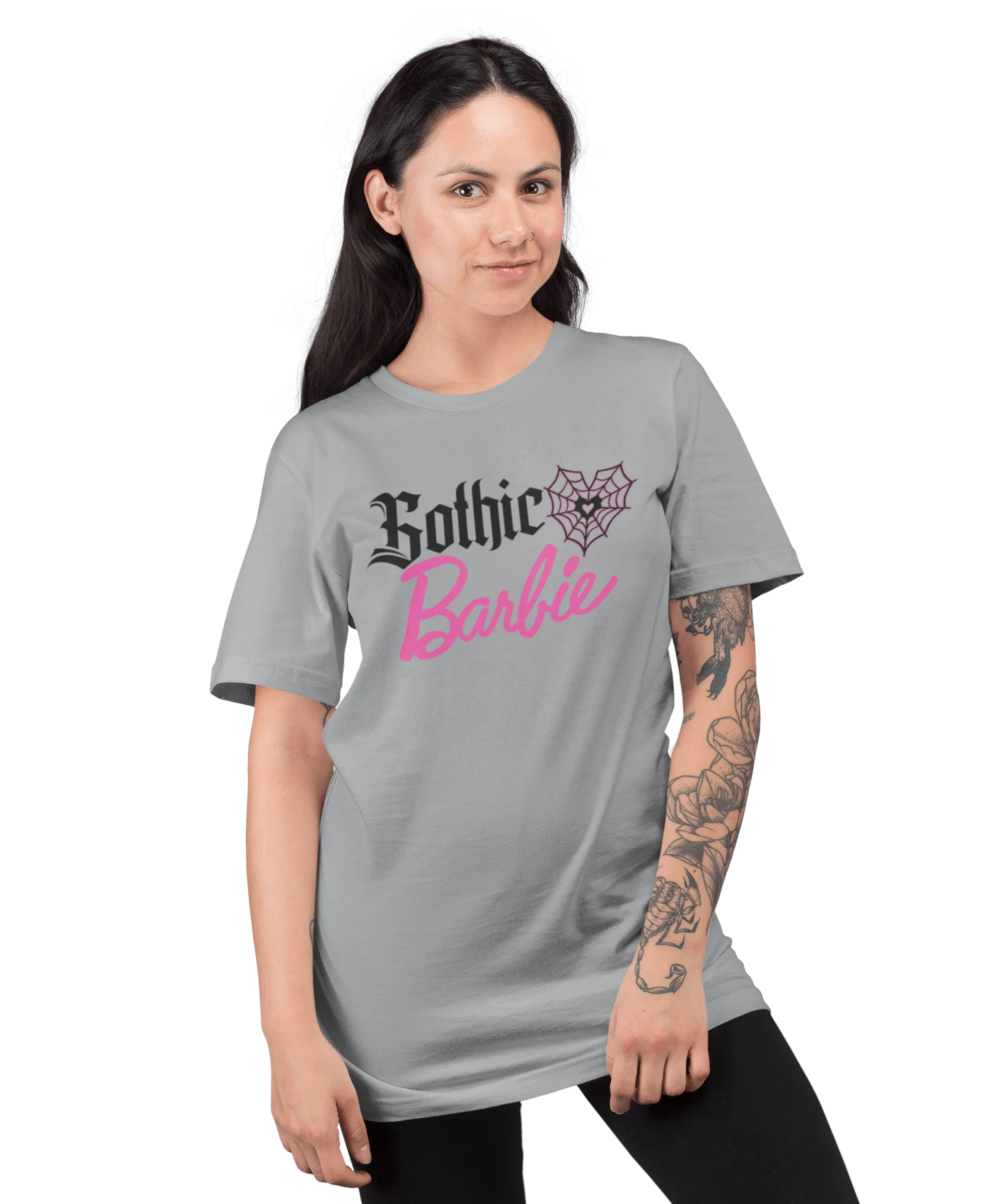 Gothic Barbie Adult Unisex Oversize Grey or White T-Shirt