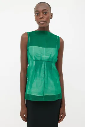 Green & White Sheer Layer Top