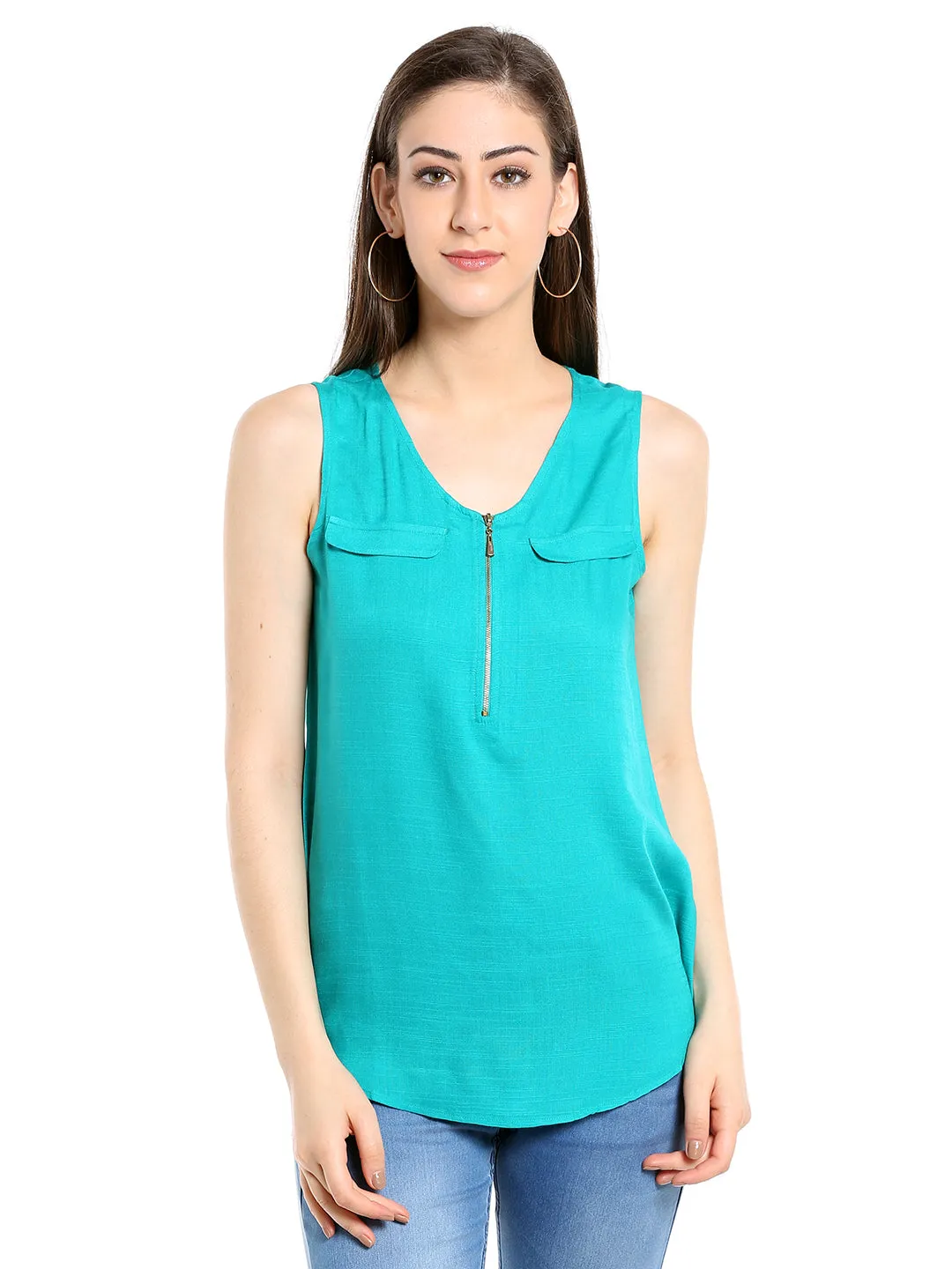 Green Sleevesless Top