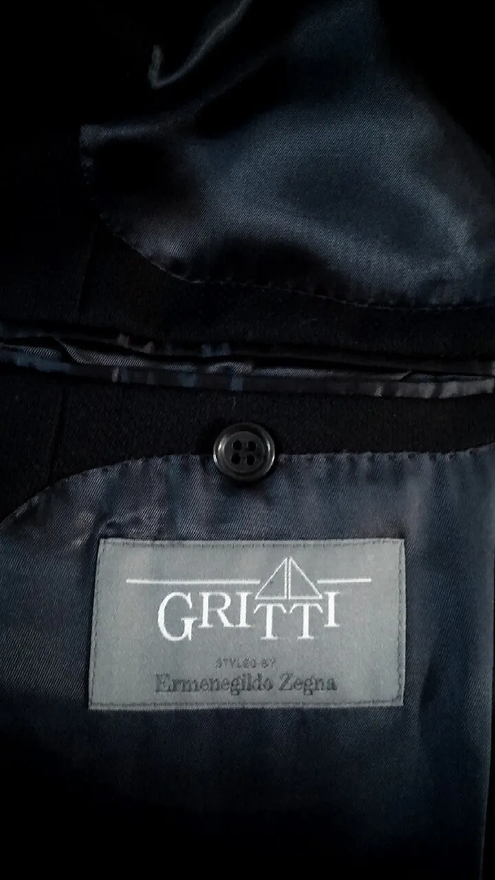 'Gritti' styled by Ermenegildo Zegna-100% Wool 3B Navy Blazer- size 54 (44R)