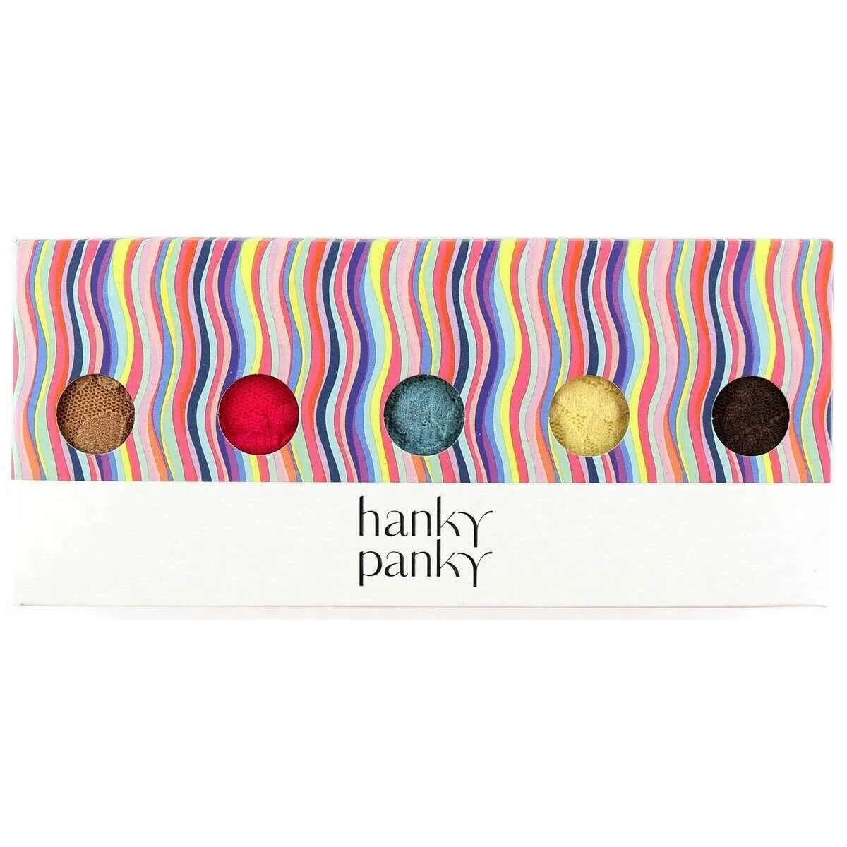 Hanky Panky Signature Lace 5 Pack Low Rise Thong - Brown/Blue/Pink