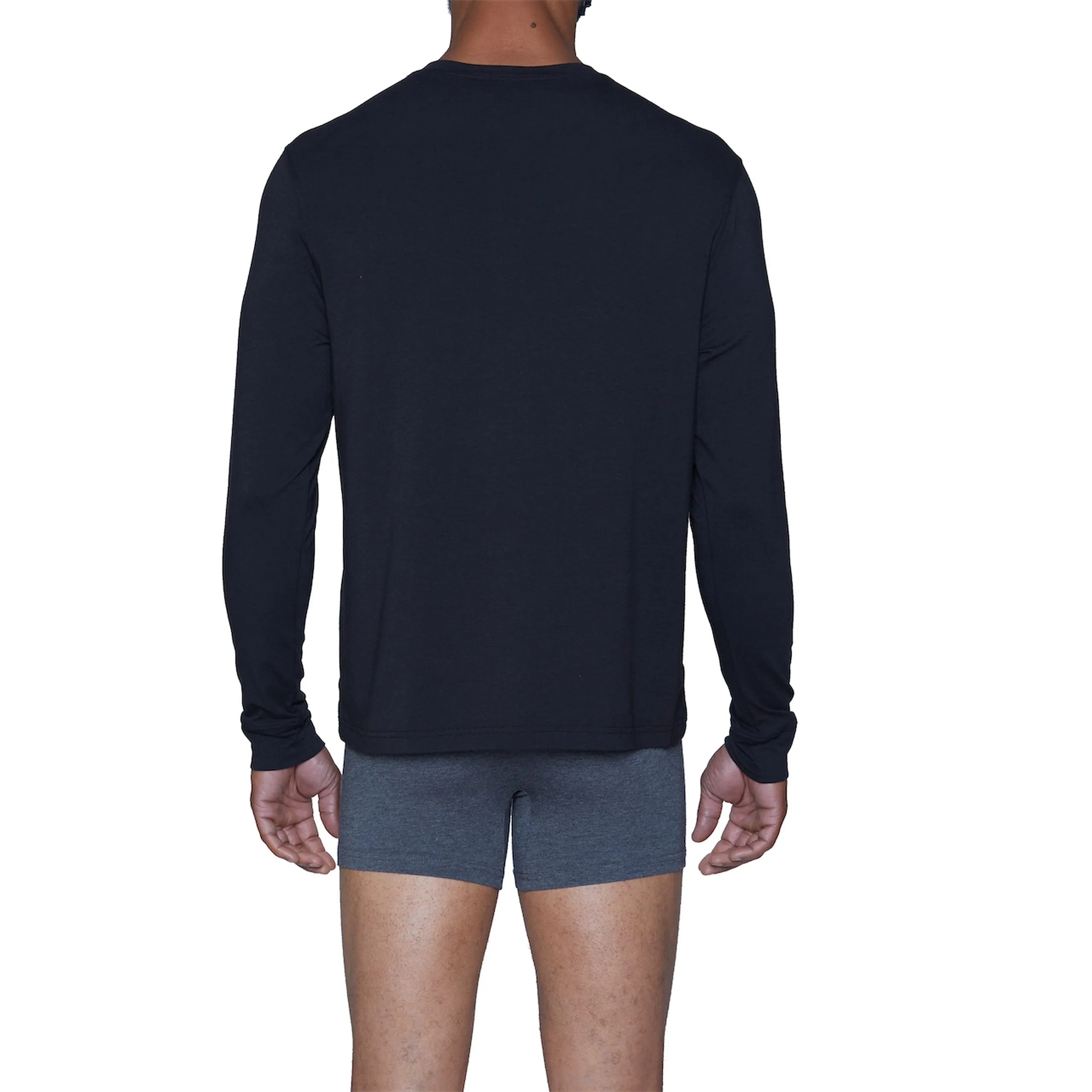 Henley Lounge Shirt in Black by Wood Underwear