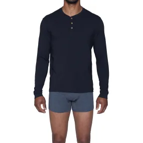 Henley Lounge Shirt in Black by Wood Underwear