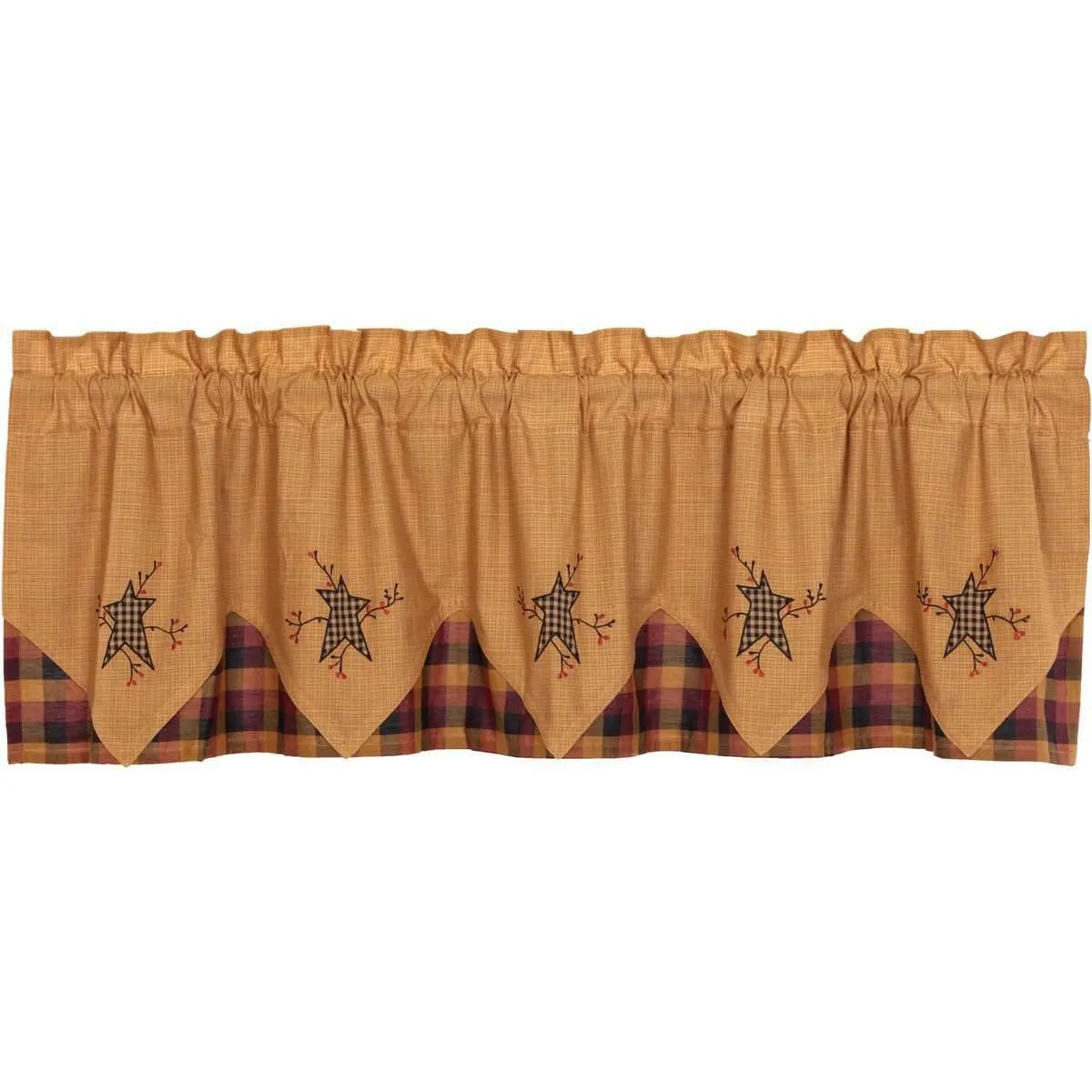 Heritage Farms Primitive Star and Pip Valance Layered Curtain 20x72 VHC Brands