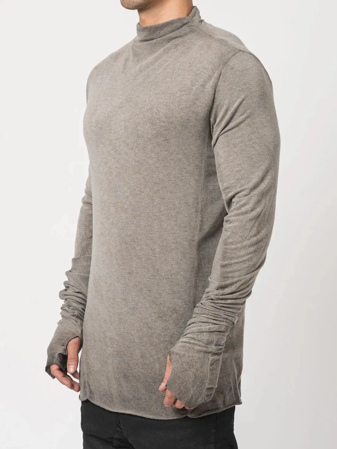 High-Neck Modal-Cashmere Blend T-Shirt