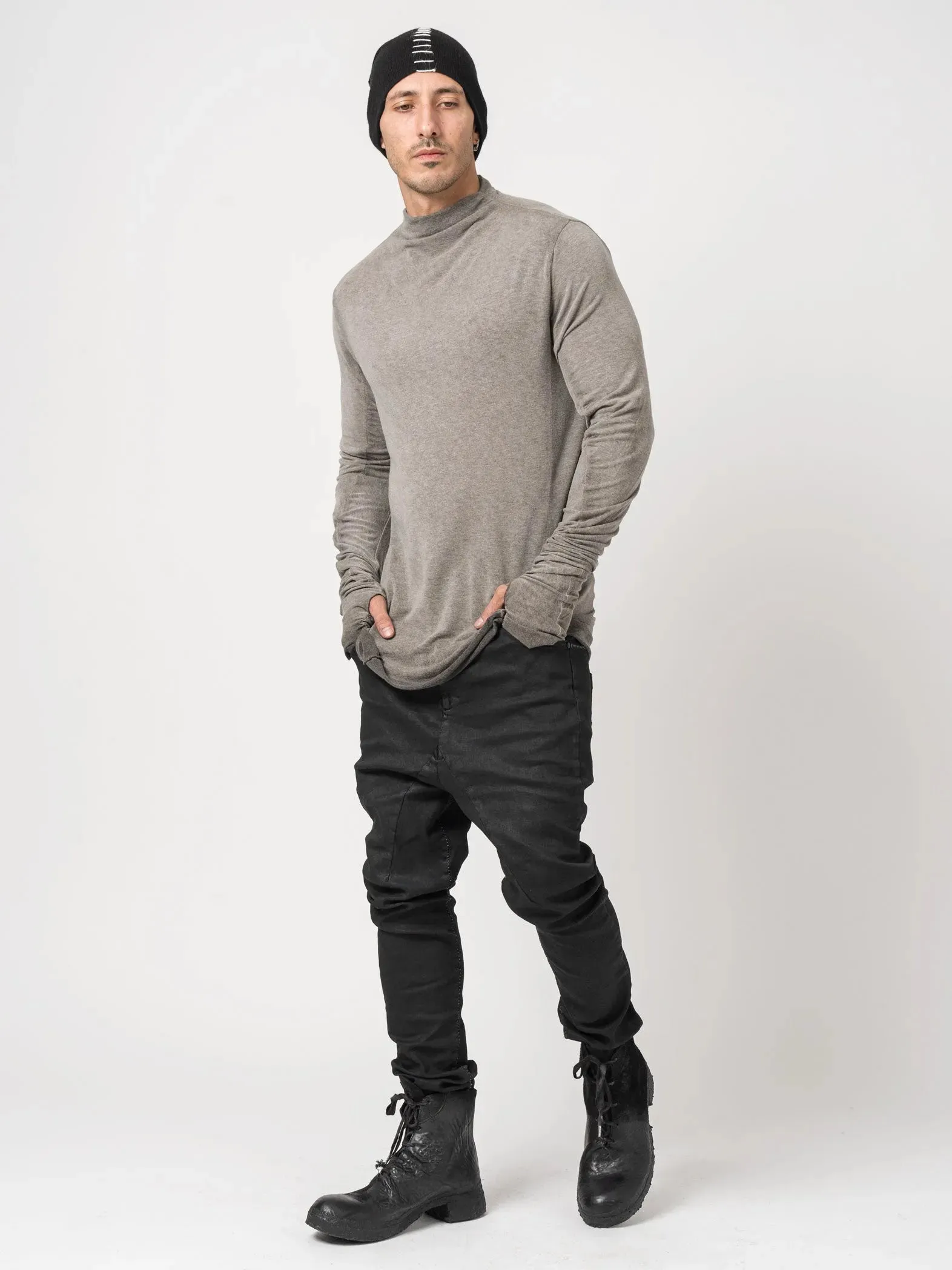 High-Neck Modal-Cashmere Blend T-Shirt