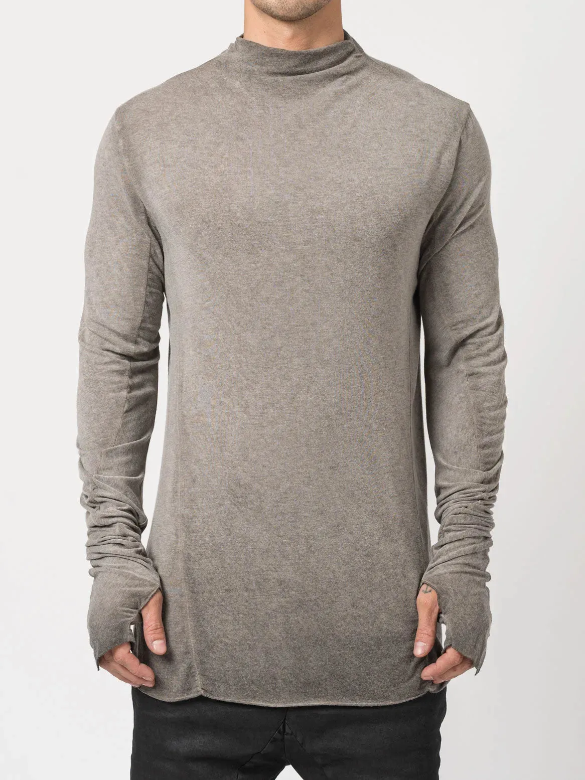 High-Neck Modal-Cashmere Blend T-Shirt