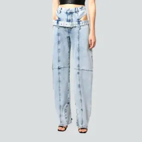 High-waist women's cutout jeans