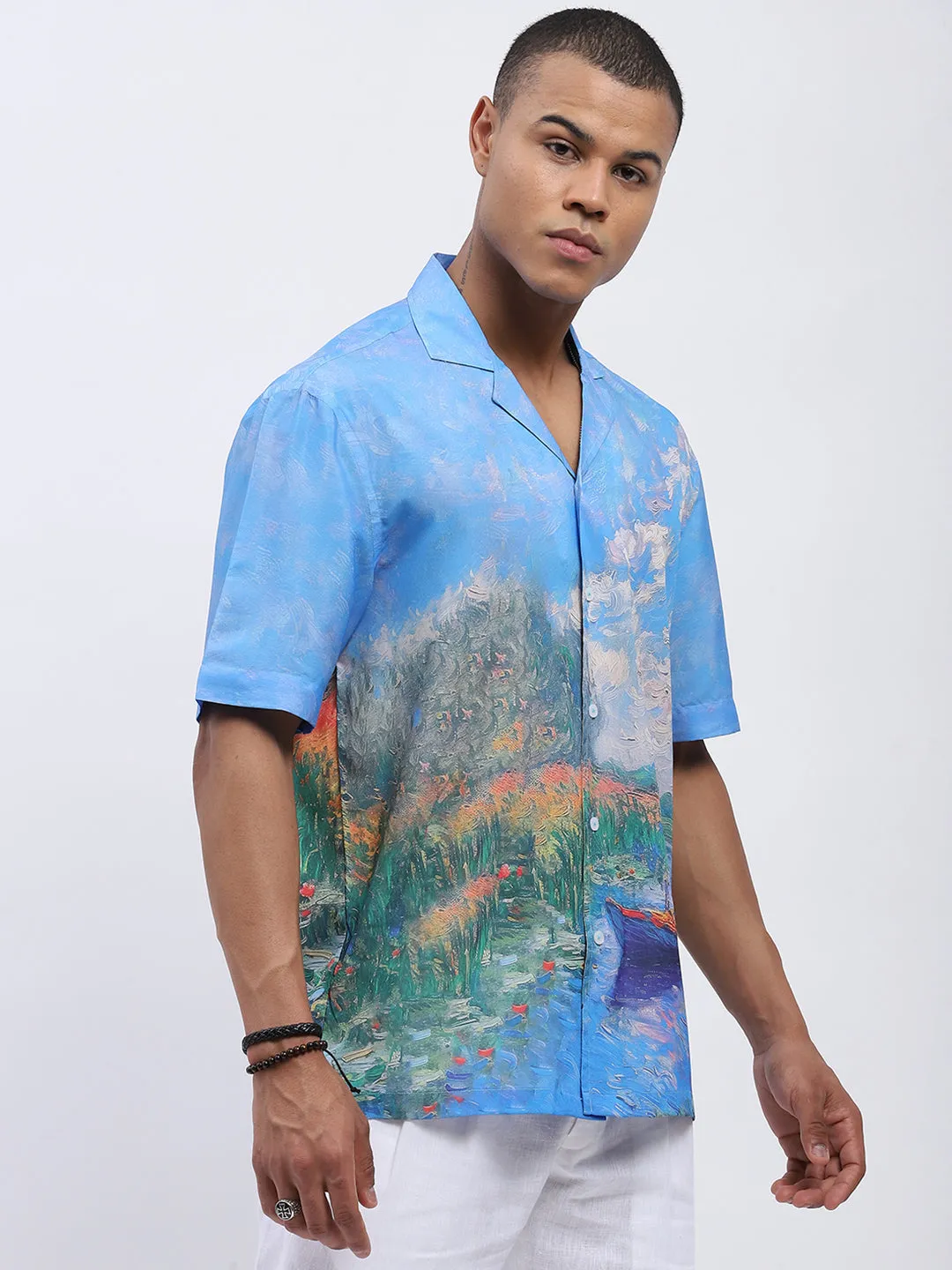 Impressionist Boat Men's Printed Resort Shirt