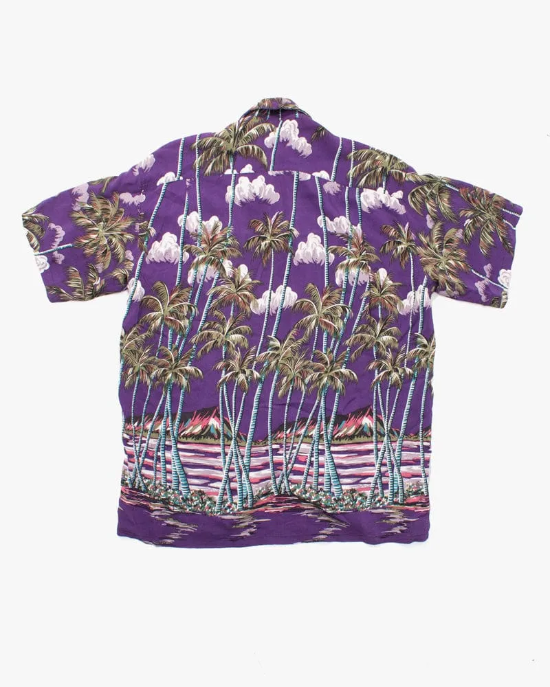 Japanese Repro Shirt, Aloha Short Sleeve, Sun Surf X Sugar Cane Brand, Purple Sunset with Palm Trees - L