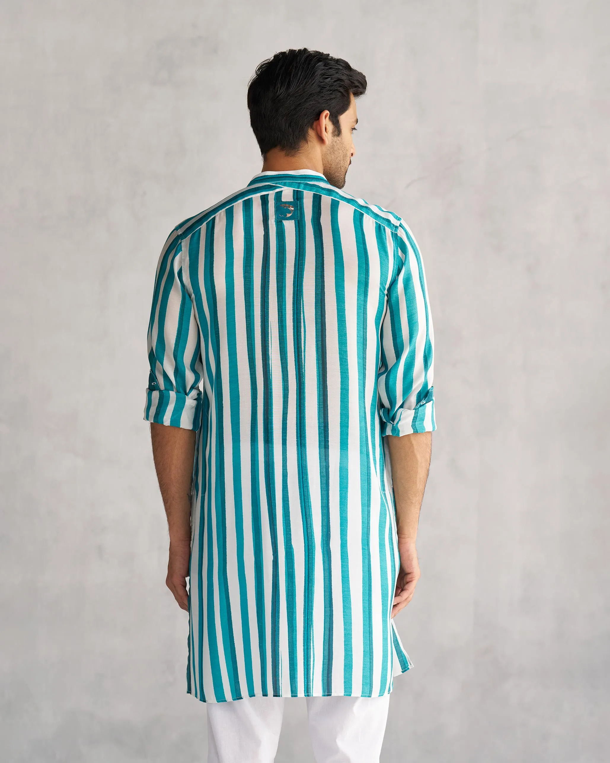 Jashn Kurta - Teal & White Tssxnb