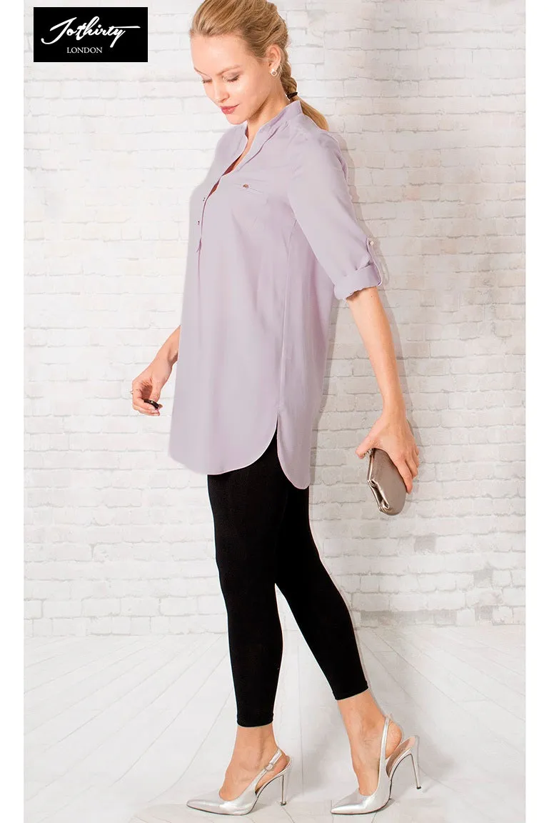 JOTHIRTY Roll-Up Sleeve Tunic Shirt in Purple