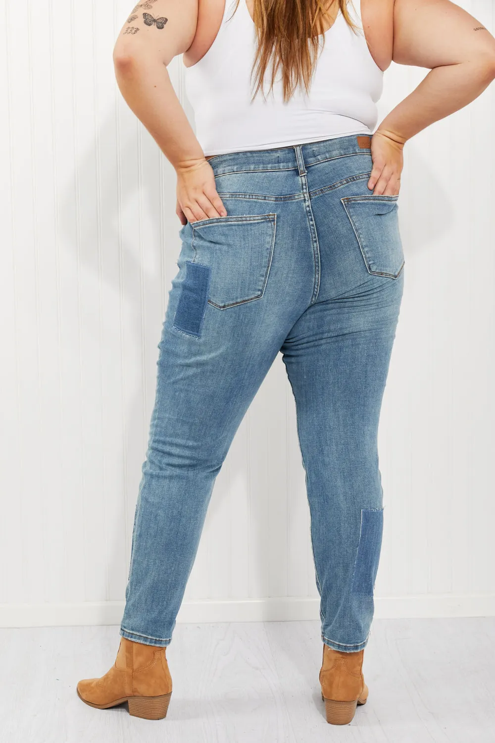 Judy Blue Full Size Patch Boyfriend Jeans