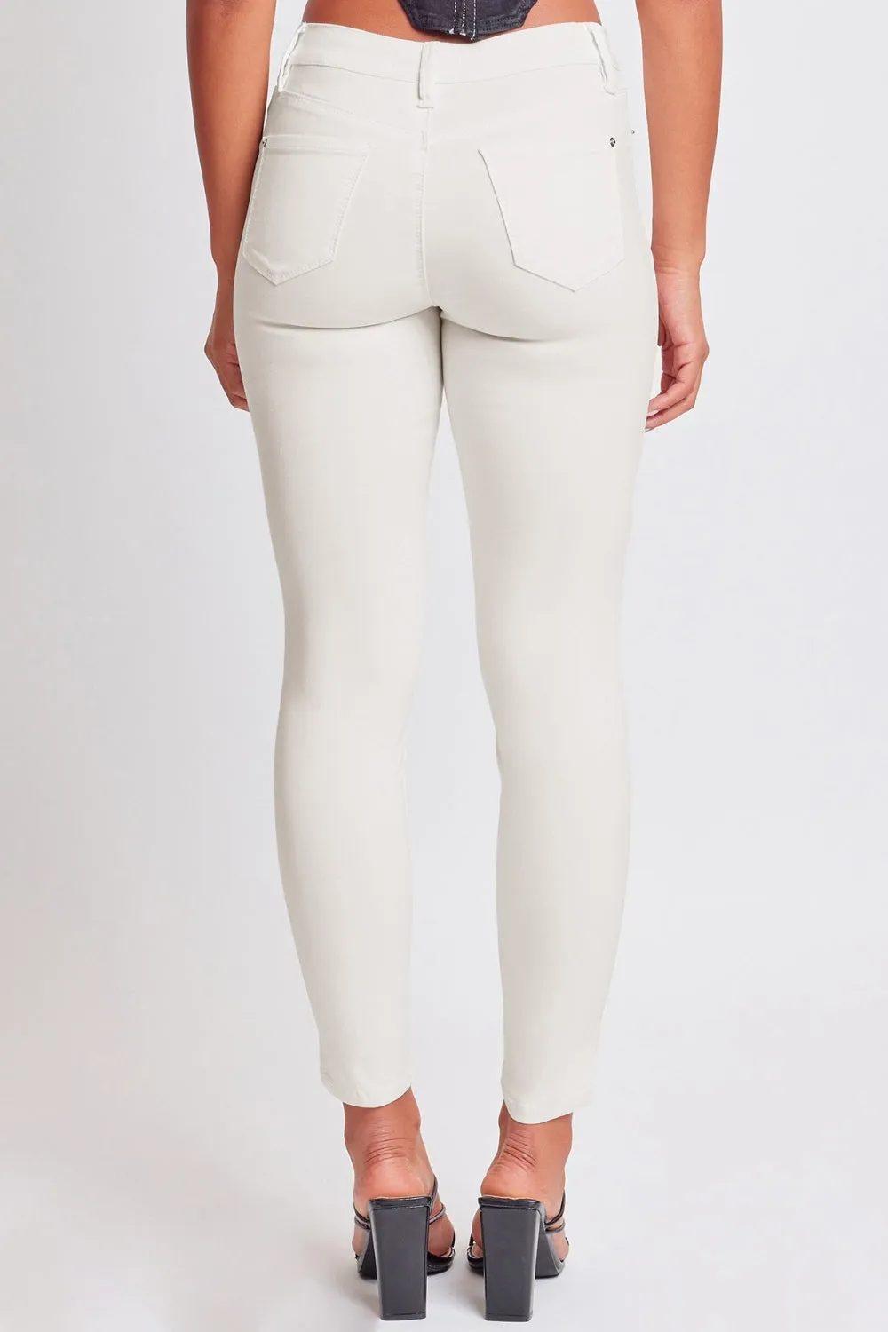 KESLEY Ultra Stretch Mid-Rise White Skinny Jeans