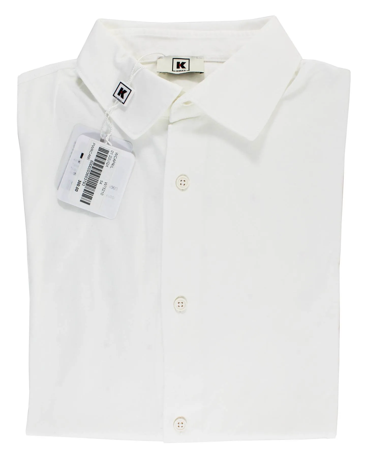 Kired Kiton Full Button Longsleeve Jersey Polo Shirt White Crêpe Cotton 54 / XL