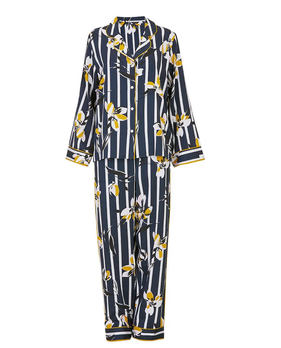 Knightsbridge Floral Stripe Print Pyjama Set