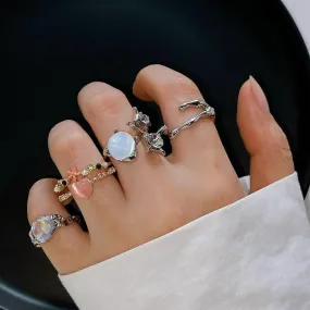 Kpop Y2k CrystalPunk Geometry Rings