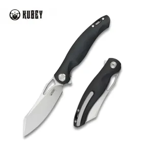 Kubey Knife Drake Liner Lock Folding Knife 3.7in Aus 10 Blade Black G10 Handles - KU239A