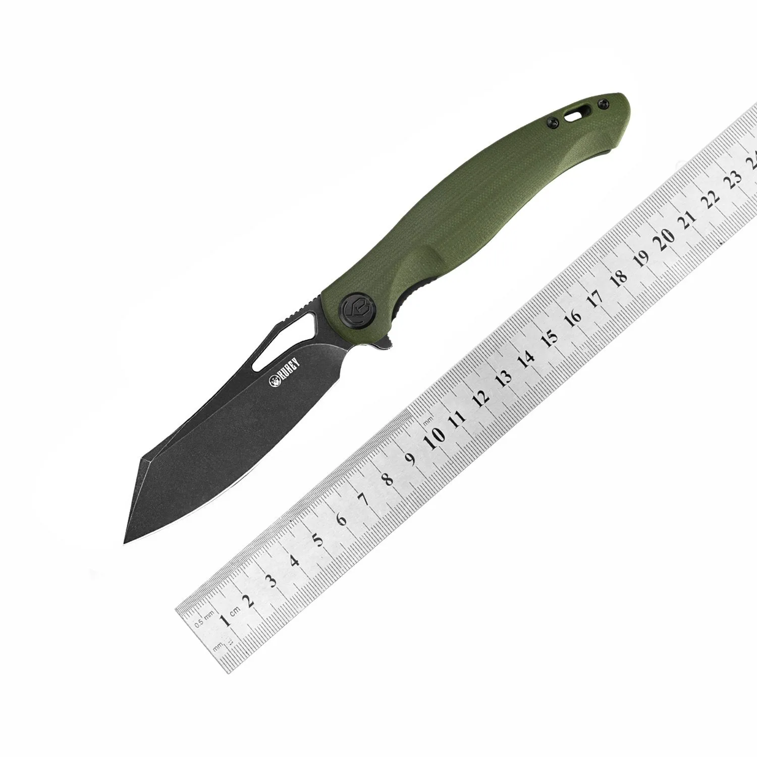 Kubey Knife Drake Liner Lock Folding Knife 3.7in Aus 10 Blade OD Green G10 Handles